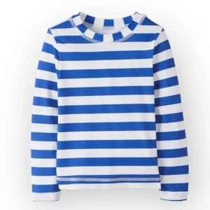 NWT Hanna Andersson Striped Rash Guard Top, Lake Blue, Size 130 (US 8)